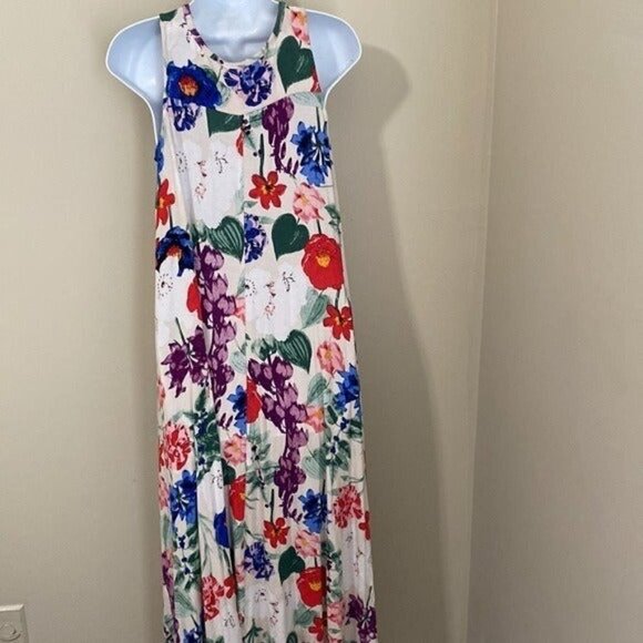Kate & Mallory Hilo Floral stretchy full Maxi Knit dress S oversized boho y2k - Picture 5 of 7
